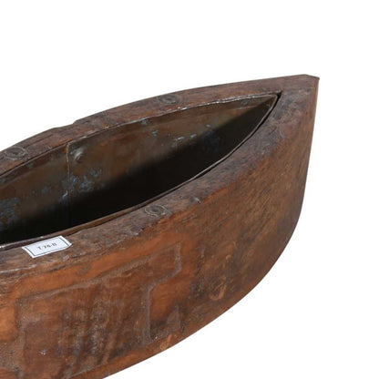 Vintage Indian Teak Wood Planter with Removable Iron Insert – 43cm