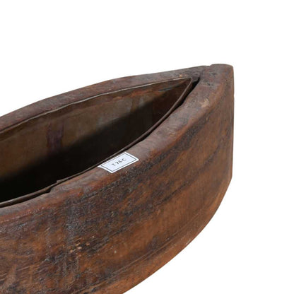 Vintage Indian Teak Wood Planter with Removable Iron Insert – 44cm