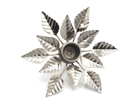 SILVER Bottle Top candle holder - Leaf