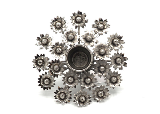 SILVER Bottle Top candle holder - Flowers
