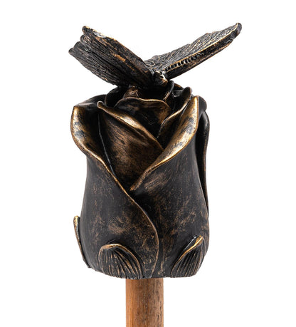 Butterfly On Rose Cane or Stake Topper