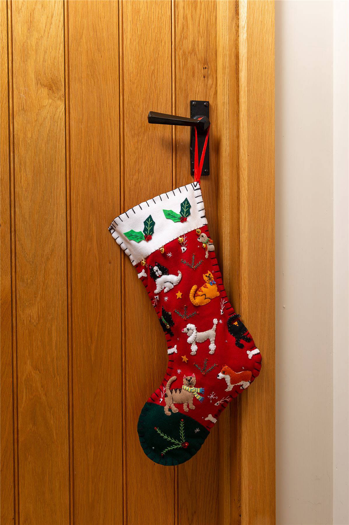 Handmade Felt Dog & Cat Stocking Christmas Treats Stocking - 48 cm
