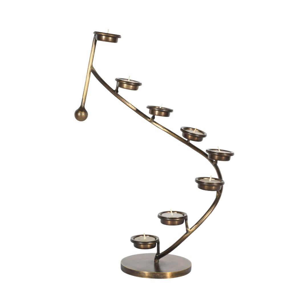 Vintage Indian Iron 8 Tier Spiral Tealight Candelabra