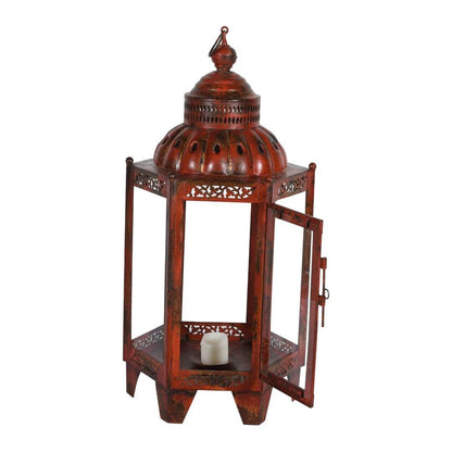Indian Artisan Made Heavyweight Iron and Glass Vintage-Inspired Candle Lantern – Handcrafted in Rajasthan