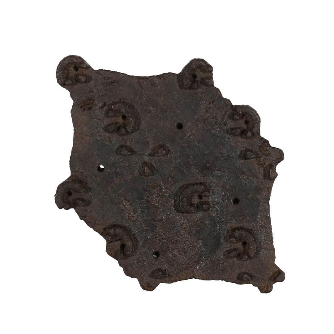 Antique Indian Hand-Carved Teak Wood Printing Block c.1930 | Spiritual Pattern