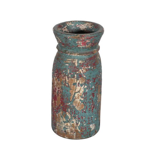 Antique Indian Hard Wood Water Pot or Vase – Pre-WWII Vintage Decor 20x15cm