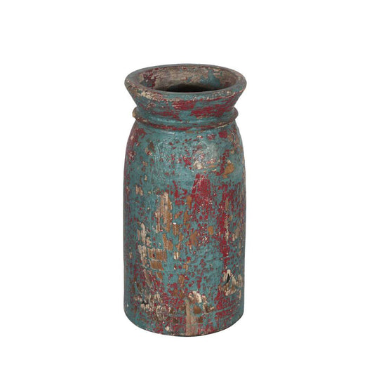 Antique Indian Hard Wood Water Pot or Vase – Pre-WWII Vintage Decor 24cm