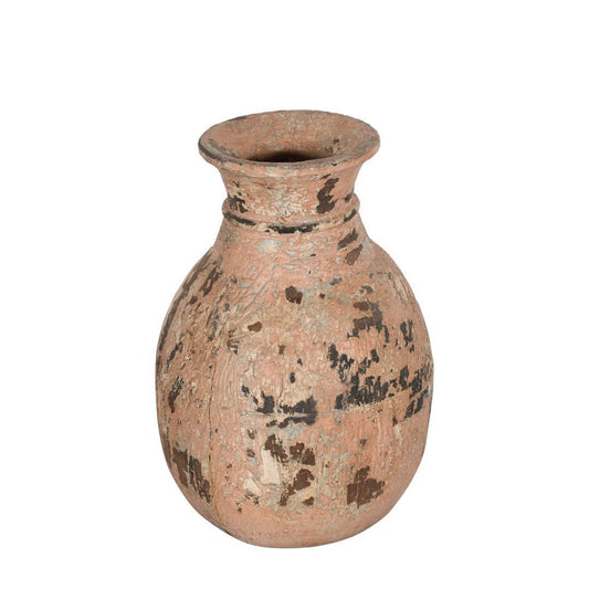 Antique Indian Hard Wood Water Pot or Vase – Pre-WWII Vintage Decor 30 cm