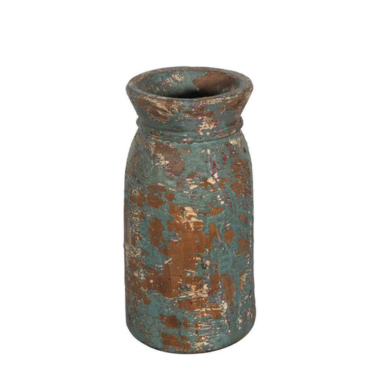 Antique Indian Hard Wood Water Pot or Vase – Pre-WWII Vintage Decor 29 cm