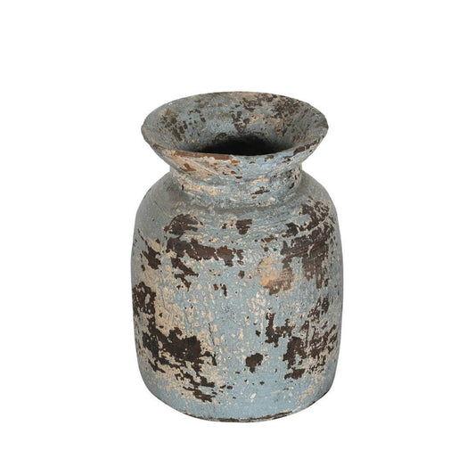 Antique Indian Hard Wood Water Pot or Vase – Pre-WWII Vintage Decor 30x16cm