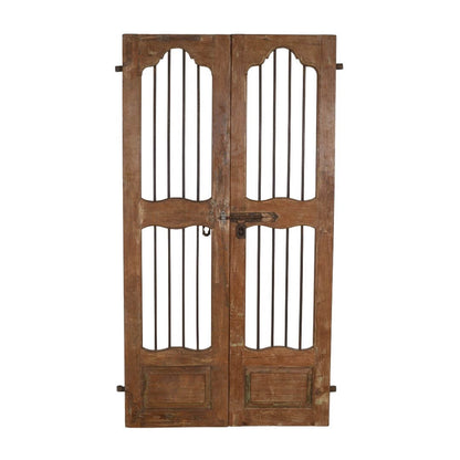 Antique Indian Teak Wood and Iron Jali Doors (185cm x 106cm) | c.1880-1900