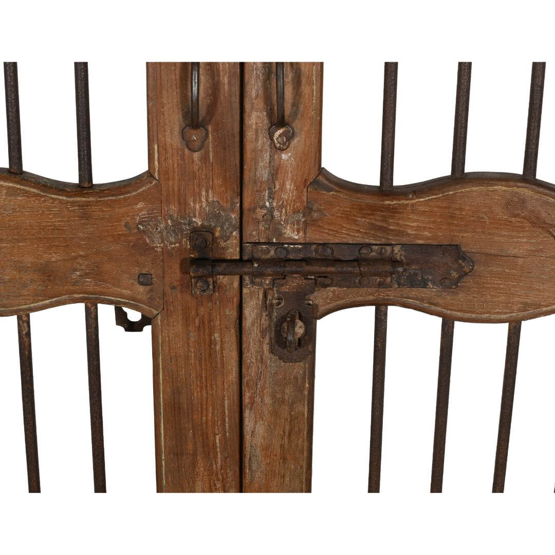 Antique Indian Teak Wood and Iron Jali Doors (185cm x 106cm) | c.1880-1900