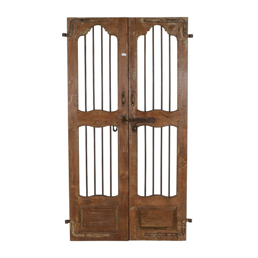 Antique Indian Teak Wood and Iron Jali Doors (185cm x 106cm) | c.1880-1900
