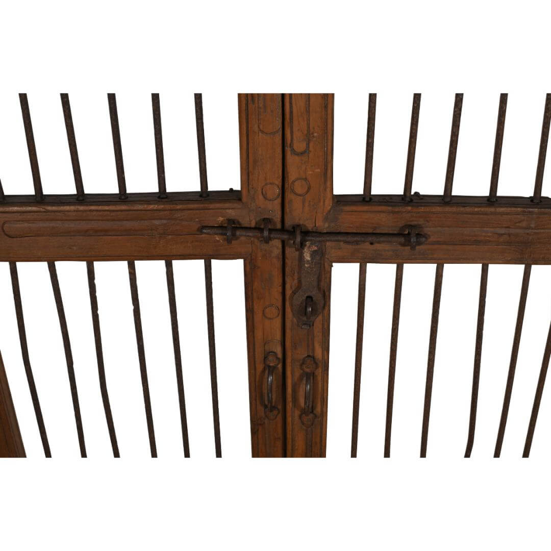 Antique Indian Teak Wood and Iron Jali Doors (174cm x 107cm) | c.1880-1900