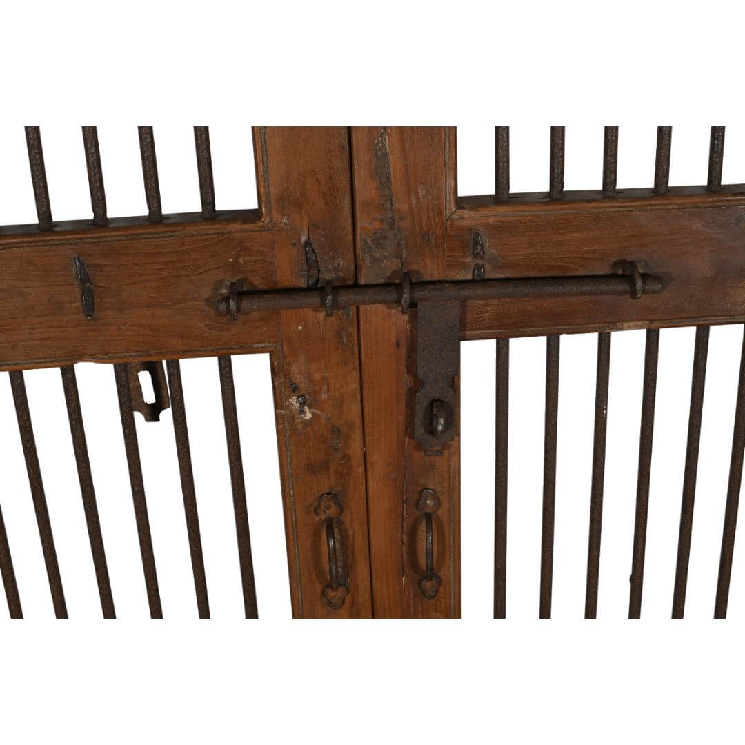 Antique Indian Teak Wood and Iron Jali Doors (170cm x 107cm) | c.1880-1900