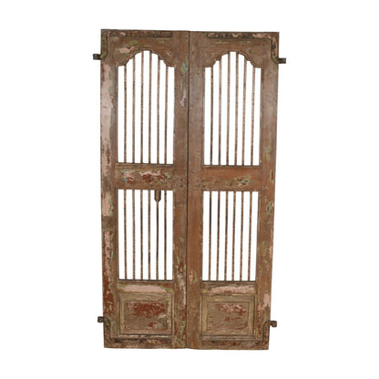 Antique Indian Teak Wood and Iron Jali Doors (177cm x 112cm) | c.1880-1900