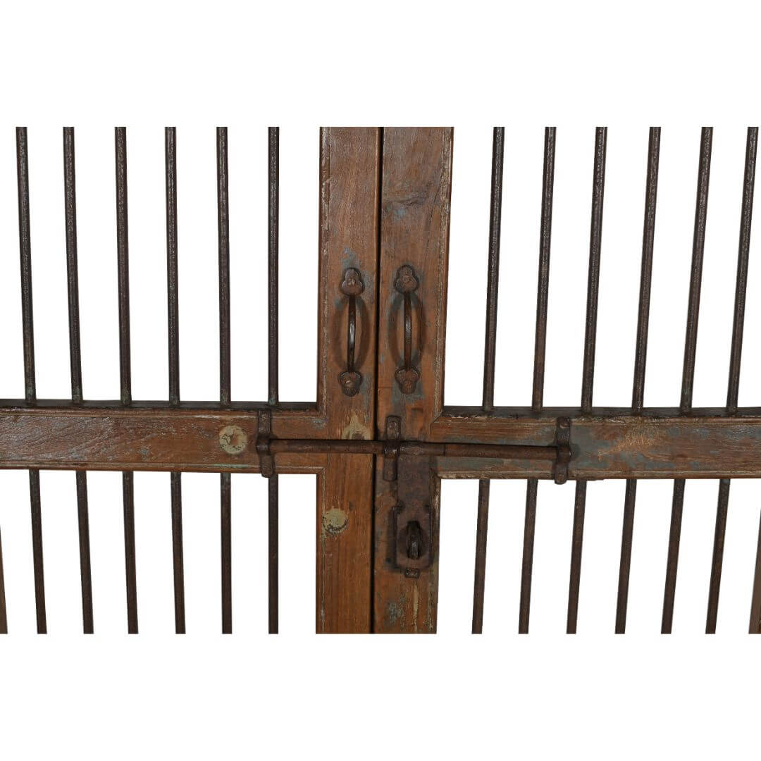 Antique Indian Teak Wood and Iron Jali Doors (163cm x 108cm) | c.1880-1900