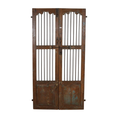 Antique Indian Teak Wood and Iron Jali Doors (163cm x 108cm) | c.1880-1900