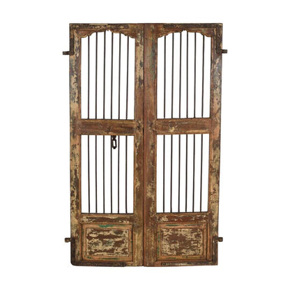 Antique Indian Teak Wood and Iron Jali Doors (163cm x 108cm) | c.1880-1900