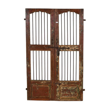 Antique Indian Teak Wood and Iron Jali Doors (163cm x 108cm) | c.1880-1900