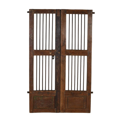 Antique Indian Teak Wood and Iron Jali Doors (163cm x 106cm) | c.1880-1900
