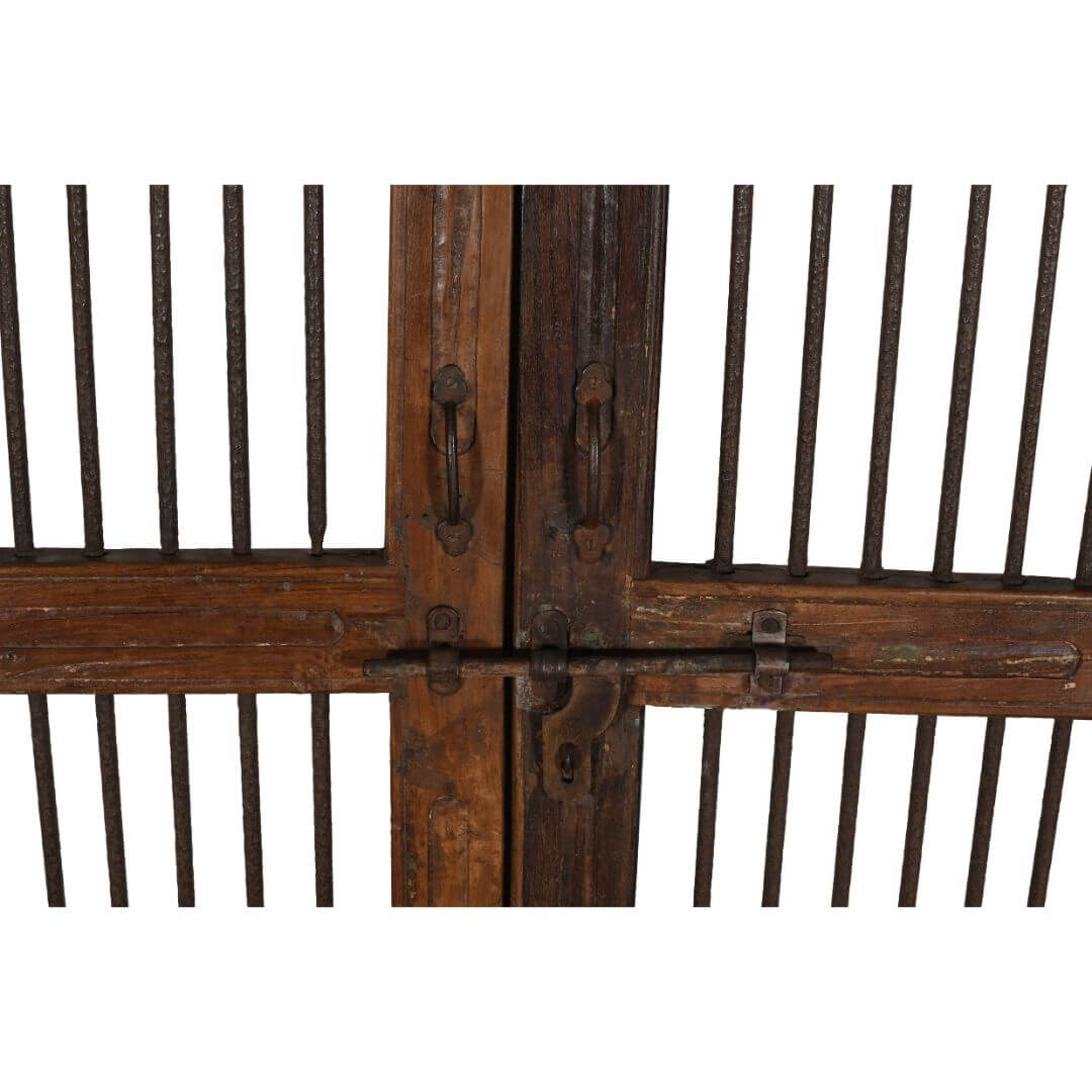 Antique Indian Teak Wood and Iron Jali Doors (163cm x 106cm) | c.1880-1900