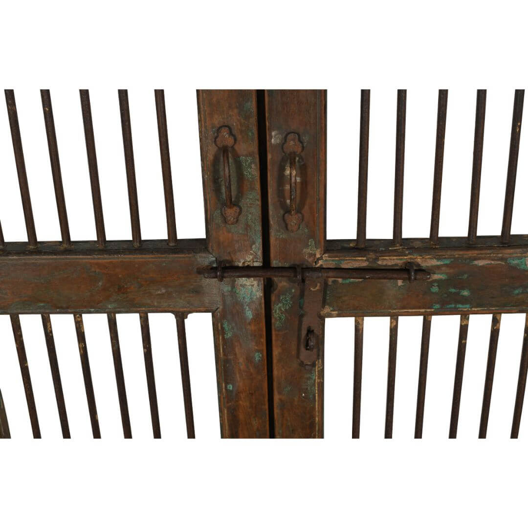 Antique Indian Teak Wood and Iron Jali Doors (159cm x 102cm) | 19th Century Heritage