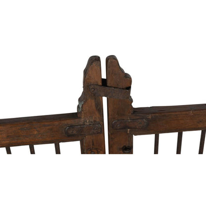 Antique Indian Teak Wood and Iron Jali Dog Gates - 19th Century
