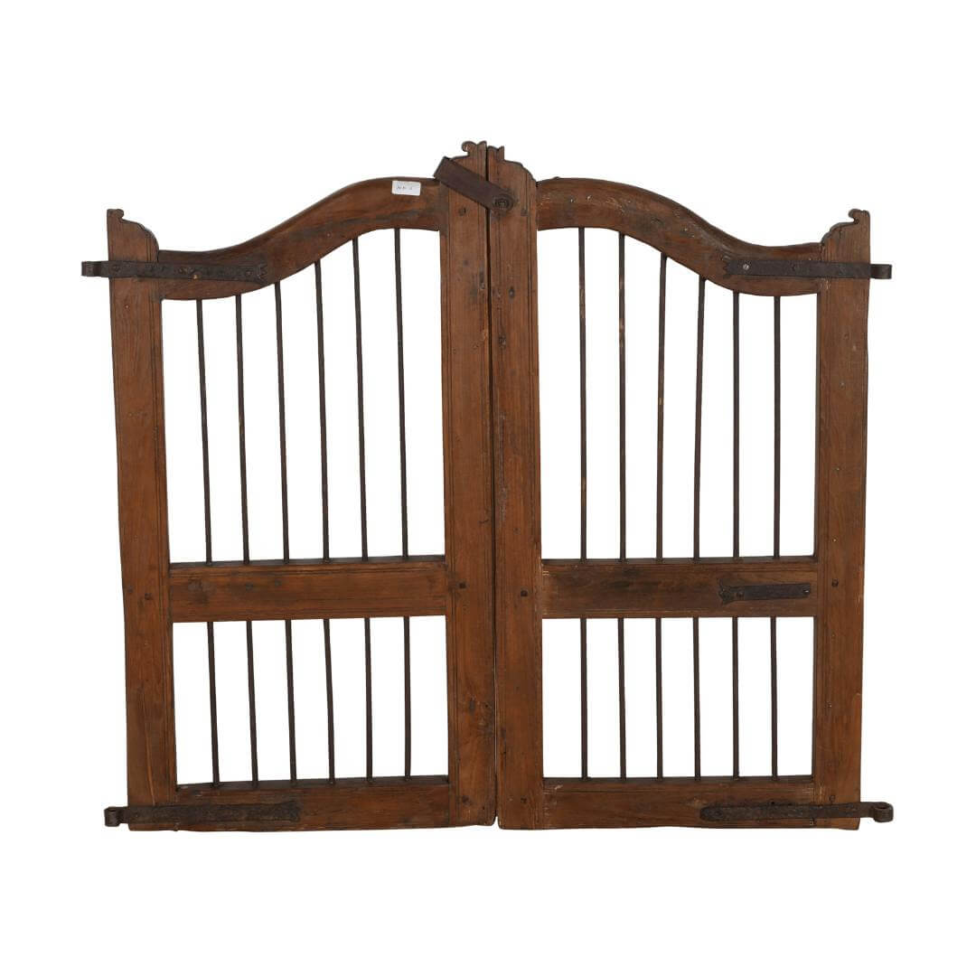 Antique Indian Teak Wood and Iron Jali Dog Gates - 19th Century Originals