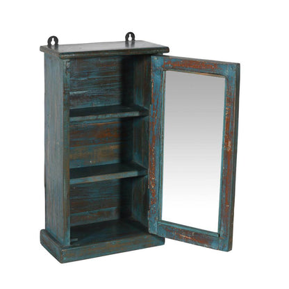 Antique Indian Teak Wood Glass Wall-Mounted Cabinet – c.1920
