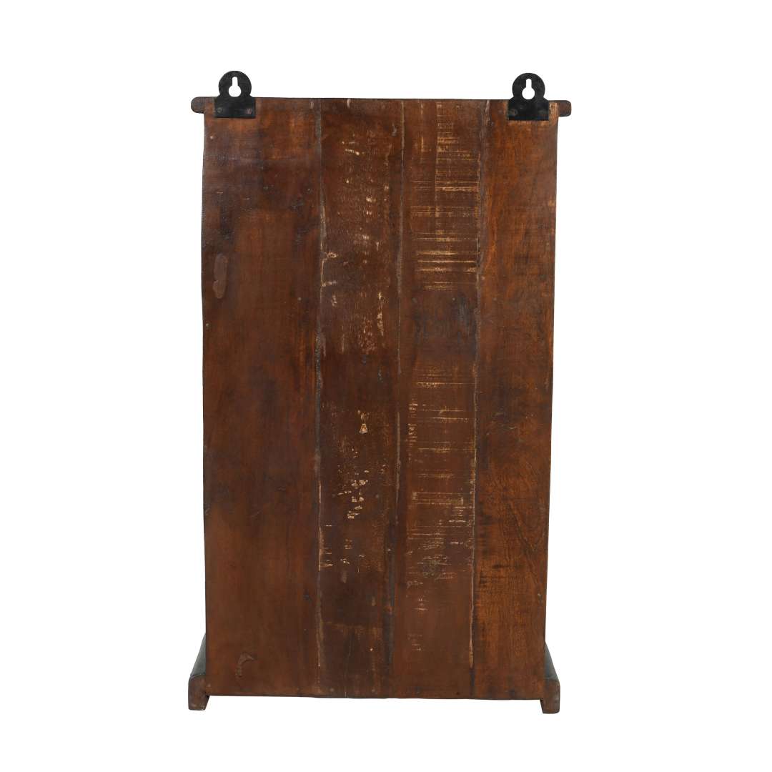 Antique Indian Teak Wood Glass Wall-Mounted Cabinet – c.1920