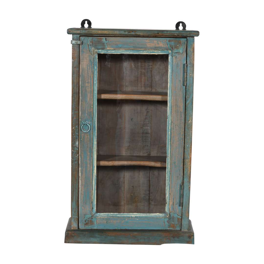 Antique Indian Teak Wood Glass Wall-Mounted Cabinet – c.1920