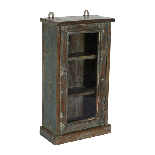 Antique Indian Teak Wood Glass Wall-Mounted Cabinet – c.1920