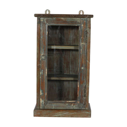 Antique Indian Teak Wood Glass Wall-Mounted Cabinet – c.1920