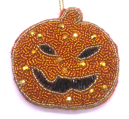 Satin & Beadwork Pumpkin Hanging Decoration