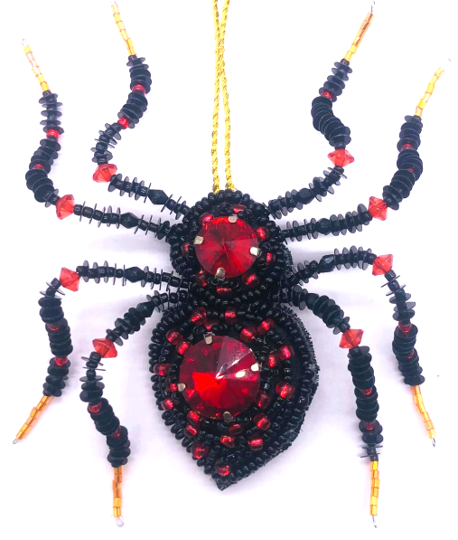 INDIAN ARTISAN MADE SATIN & BEADWORK SPIDER HANGING DECORATION