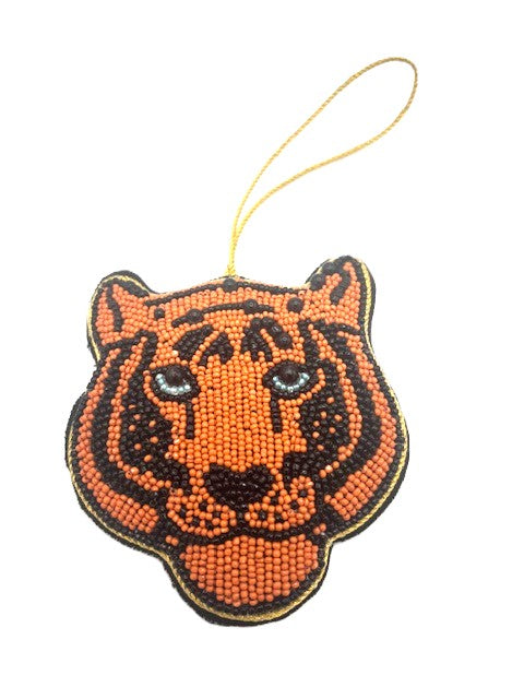 INDIAN ARTISAN MADE SATIN & BEADWORK TIGER HANGING DECORATION
