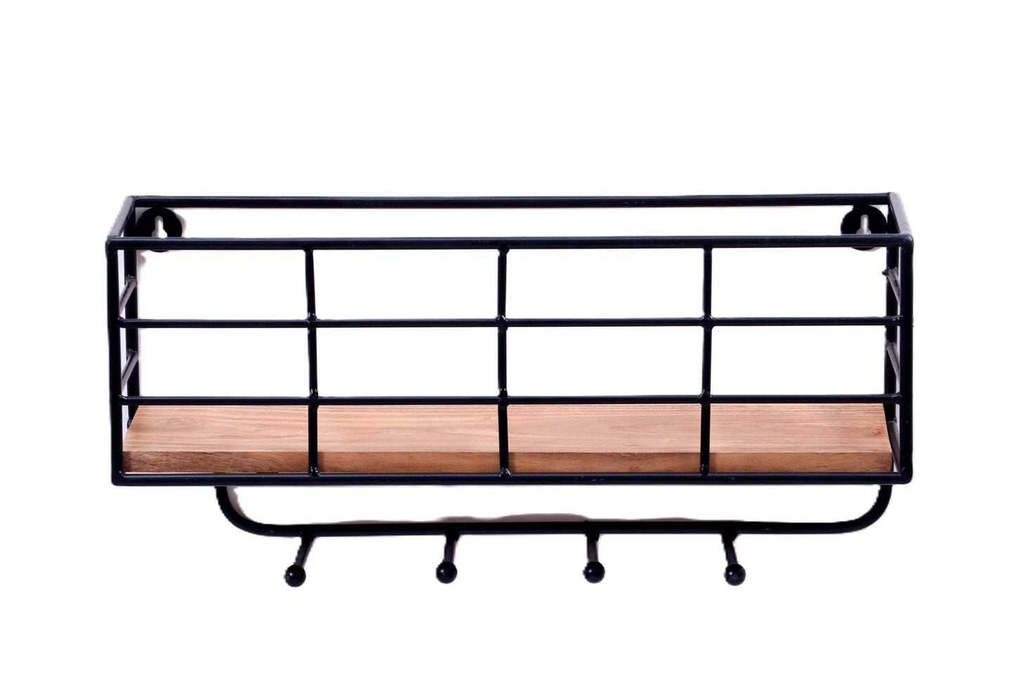 Indian Artisan Made Fairtrade Acacia Wood And Iron Wall Shelf