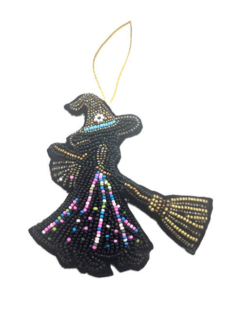 INDIAN ARTISAN MADE BEAD AND EMBROIDERY HANGING WITCH DECORATION