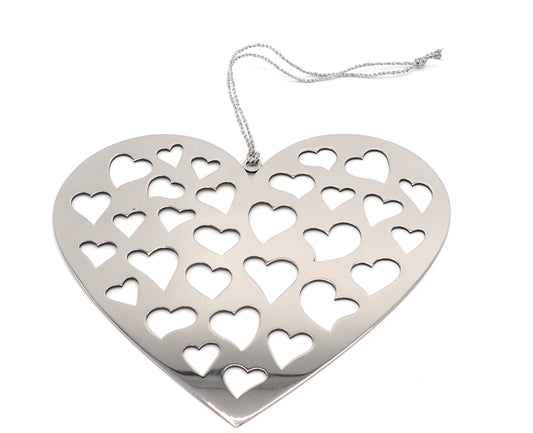Heart Hanging Christmas Decoration On Silver Thread