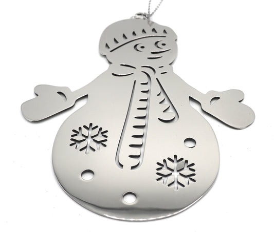 Snowman Hanging Christmas Decoration On Silver Thread