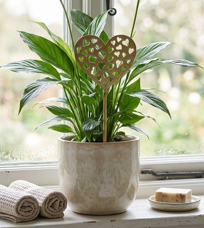 Heart Brass Plant stake