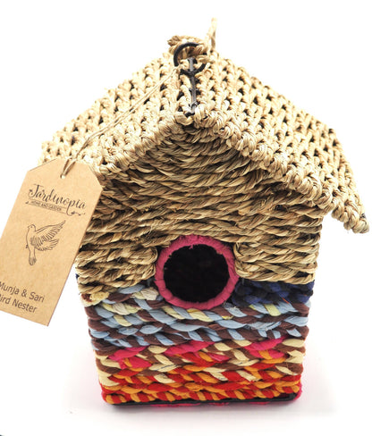 Munja And Reclaimed Sari Fabric Bird Nester