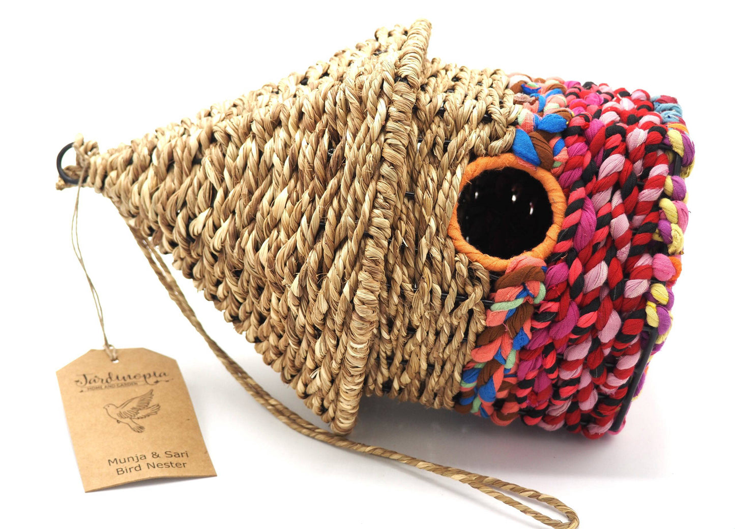 Munja And Reclaimed Sari Fabric Bird Nester