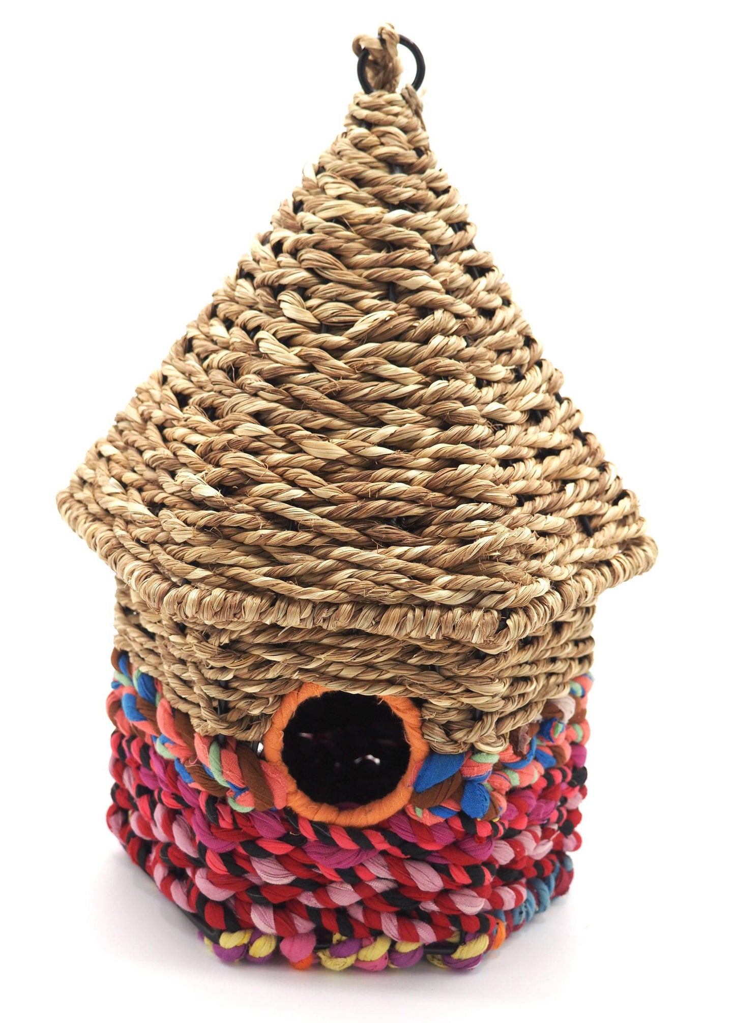 Munja And Reclaimed Sari Fabric Bird Nester