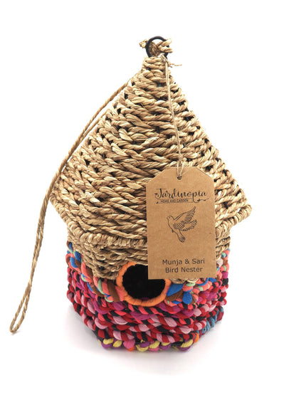 Munja And Reclaimed Sari Fabric Bird Nester