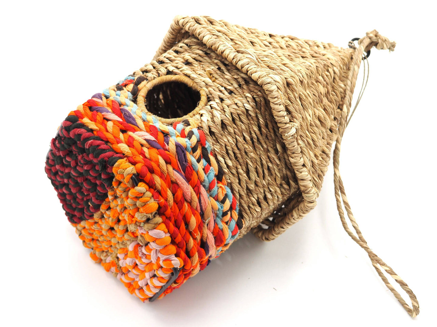 Munja And Reclaimed Sari Fabric Bird Nester