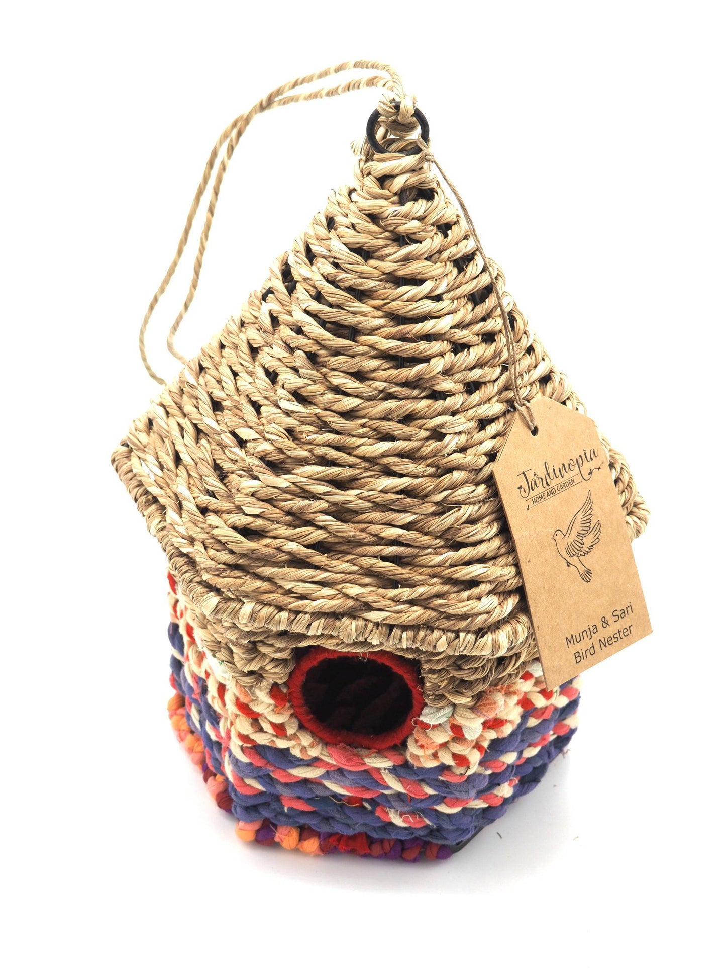 Munja And Reclaimed Sari Fabric Bird Nester