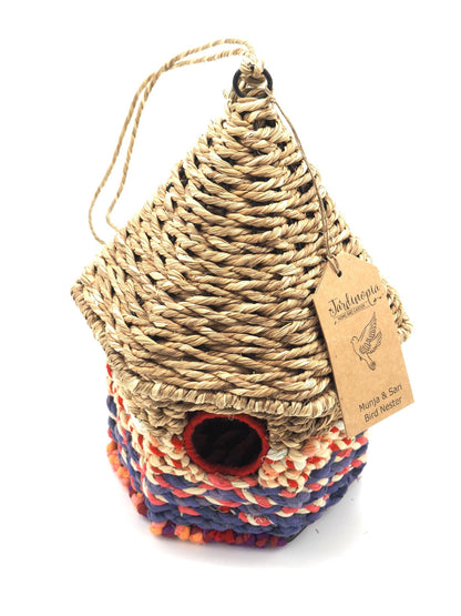 Munja And Reclaimed Sari Fabric Bird Nester