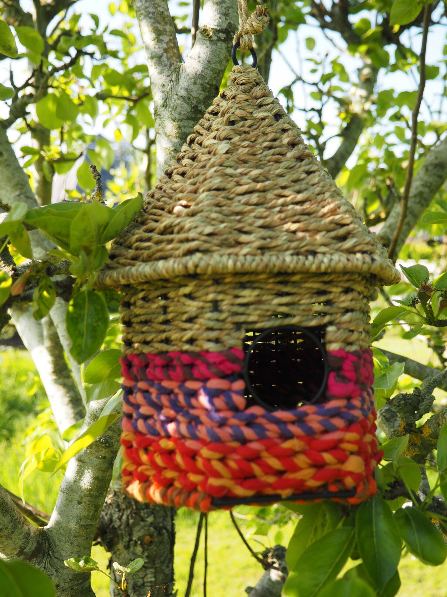 Munja And Reclaimed Sari Fabric Bird Nester